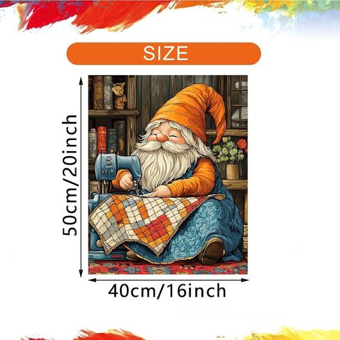ARNLRDYA Gnome Paint by Numbers for Adults, Gnomes Using Sewing Machine Paint by Number Kits, Gnome Sewing A Quilt Acrylic Painting for Home Decor(16×20inch, Unframe) in Saudi Arabia