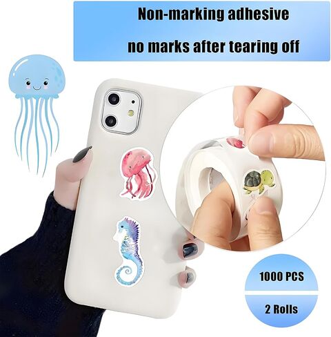 Insect Bug Stickers Rolls - 1000Pcs Small Animal Sticker Ladybird Beetle Butterfly Decals Insect Aesthetics Self-Adhesive Labels for Kids School Prizes Rewards Classroom Teaching. (Ocean) in Saudi Arabia