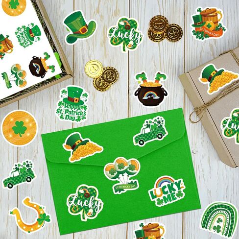 ملصقات يوم 360pcs St. Patrick ، ​​ملصقات Shamrock Lucky Clover Day Day Day for Crafts Scrapbook St Patrick's Day Party Forms Supplies in Kuwait