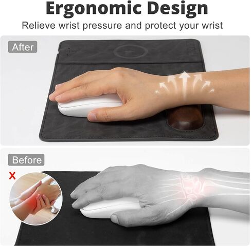 Magnetic Wireless Charging with Wrist Support, 12.5'' x 9'' Office Mousepad, Large Mousepad for iPhone 16/15/14/13/12/12 Pro/11/11Pro/XR/Xs/X, Samsung S20/S10/S9/S5/S8 Multiple Devices, Gray in Saudi Arabia