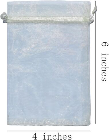 50 Count 4x6 inch Organza Gift Wrap Bags Ivory for Baby Shower,Christmas,Party Favors,Birthday,Wedding,Bridal Shower Drawstring Sheer Fabric Clear Mesh Packaging Sachet for Jewelry,Candy,Soap,Lashes in Saudi Arabia