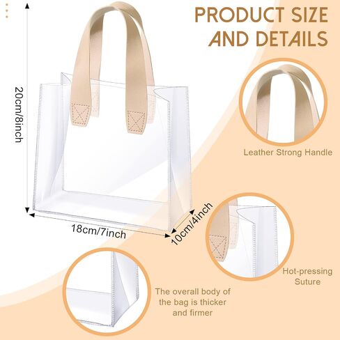 Sweetude 24 Pcs Clear Gift Bags with Handle Plastic Small Transparent Gift Wrap Tote Bag Reusable Heavy Duty Party Favor Bags in Bulk for Wedding Shopping Baby Shower 7.87 x 3.94 x 7.09 Inch (Pink) in Kuwait