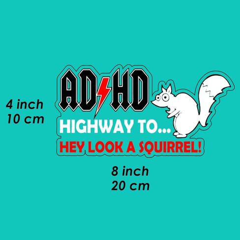 ADHD Highway to Hey! Sticker - Graphic Decal - Auto, Wall, Laptop, Cell, Truck Sticker for Windows, Cars, Trucks in Kuwait