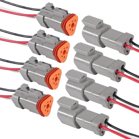 4 Pairs 12 Pin Waterproof DT Connector Male and Female Wire Connectors with 18AWG 150MM Cable Wire for Car, Truck, Boats, LED Work Light etc in Kuwait