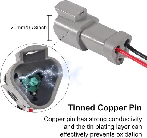 4 Pairs 12 Pin Waterproof DT Connector Male and Female Wire Connectors with 18AWG 150MM Cable Wire for Car, Truck, Boats, LED Work Light etc in Kuwait