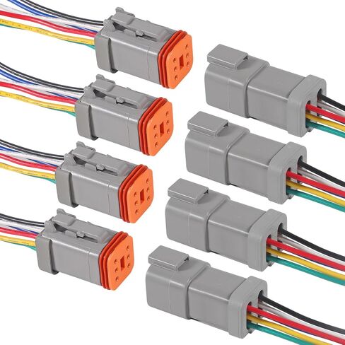 4 Pairs 12 Pin Waterproof DT Connector Male and Female Wire Connectors with 18AWG 150MM Cable Wire for Car, Truck, Boats, LED Work Light etc in Kuwait