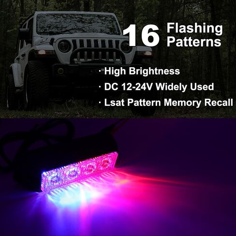 STBLTBAR 4 أضواء LED للطوارئ ستروب تحذير وامض ضوء سطحي للتحذير من خطر البناء شريط ضوء للشاحنات ومركبات السيارات DC 12-24V 2PCS أزرق in Kuwait