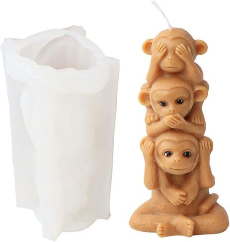 3D Monkey Candle Mould ، قالب السيليكون القرد من فندان ، الشوكولاتة ، ديكور الكيك ، شمعة ، صابون ، طين البوليمر ، زخرفة الجص ، فن الراتنج (قرد) in Kuwait