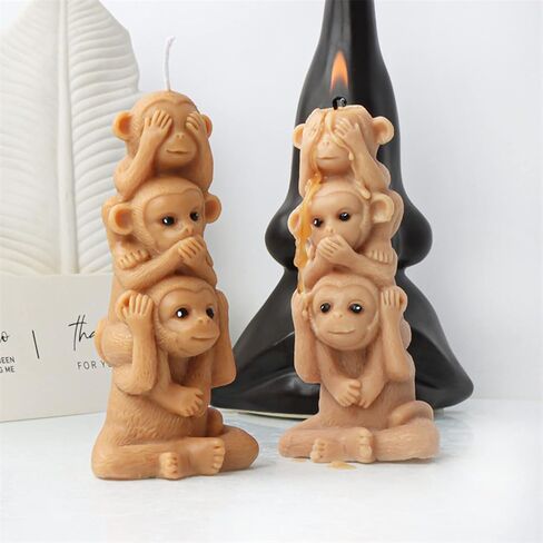 3D Monkey Candle Mould ، قالب السيليكون القرد من فندان ، الشوكولاتة ، ديكور الكيك ، شمعة ، صابون ، طين البوليمر ، زخرفة الجص ، فن الراتنج (قرد) in Kuwait