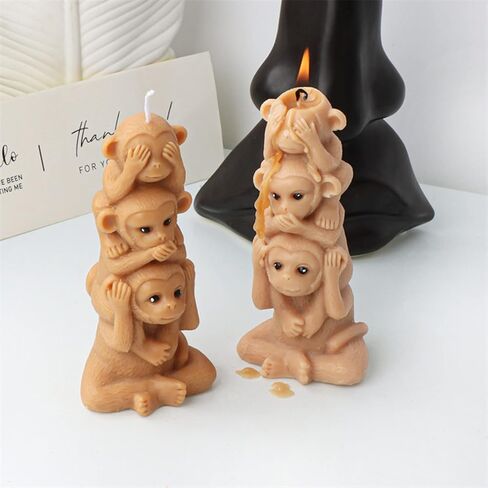 3D Monkey Candle Mould ، قالب السيليكون القرد من فندان ، الشوكولاتة ، ديكور الكيك ، شمعة ، صابون ، طين البوليمر ، زخرفة الجص ، فن الراتنج (قرد) in Kuwait