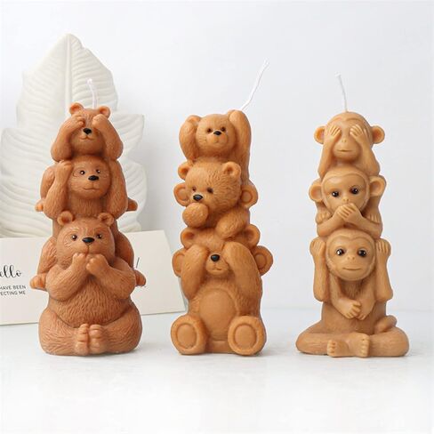3D Monkey Candle Mould ، قالب السيليكون القرد من فندان ، الشوكولاتة ، ديكور الكيك ، شمعة ، صابون ، طين البوليمر ، زخرفة الجص ، فن الراتنج (قرد) in Kuwait