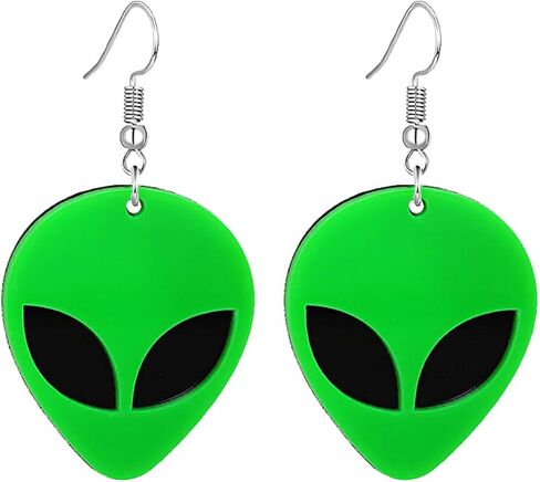 UFO الأجانب الأقراط للنساء الفتيات الجدة متعة الفضاء قلادة الأقراط الإبداعية لطيف UFO الفضاء تتدلى الأقراط فريدة غريبة الاكريليك الأجانب الأقراط الأزياء كوزموس بيان غريب الأقراط الاكريليك هدايا عيد الهالوين المجوهرات in Kuwait