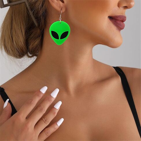 UFO الأجانب الأقراط للنساء الفتيات الجدة متعة الفضاء قلادة الأقراط الإبداعية لطيف UFO الفضاء تتدلى الأقراط فريدة غريبة الاكريليك الأجانب الأقراط الأزياء كوزموس بيان غريب الأقراط الاكريليك هدايا عيد الهالوين المجوهرات in Kuwait
