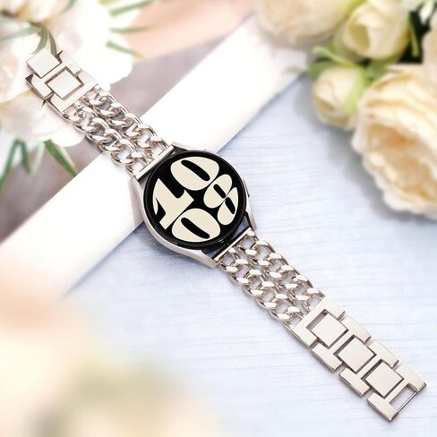 Galaxy Watch 7 6 5 4 FE Band 20mm Cowboy Chain Band for Samsung Galaxy Watch 4 5 6 7 Band 40mm 44mm, Women Metal Band for Samsung Watch Bands Watch 4 6 Classic/Watch 3 41mm/Active 2-Gold in Kuwait