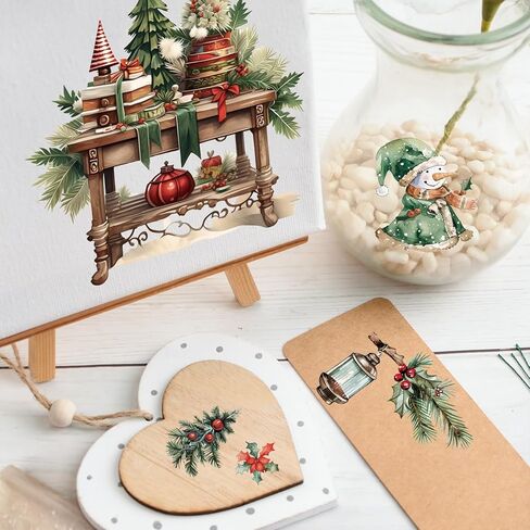 Wandic 6 Sheets Christmas موضوع فرك على ملصق النقل ، ملصقات عيد ميلاد سعيد نقل شارات لألبومات الصور DIY ، 5.9 * 11.8in in Saudi Arabia