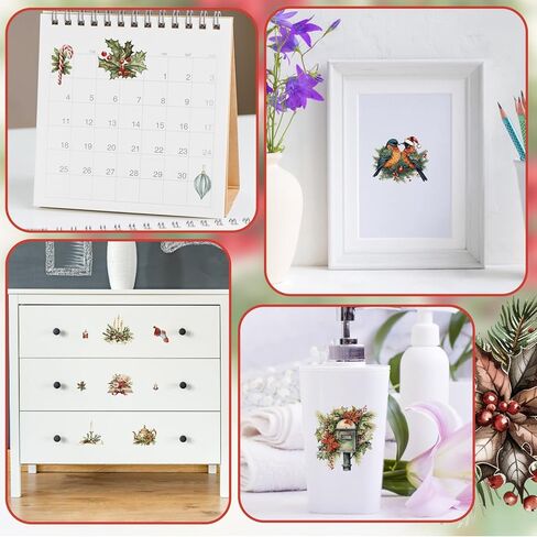 Wandic 6 Sheets Christmas موضوع فرك على ملصق النقل ، ملصقات عيد ميلاد سعيد نقل شارات لألبومات الصور DIY ، 5.9 * 11.8in in Saudi Arabia