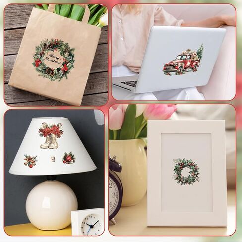 Wandic 6 Sheets Christmas موضوع فرك على ملصق النقل ، ملصقات عيد ميلاد سعيد نقل شارات لألبومات الصور DIY ، 5.9 * 11.8in in Saudi Arabia