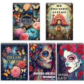 5pcs كتب تلوين أديفيان لكتاب التلوين للبالغين للنساء حلزوني صفحة تصميم واحد من جانب واحد ، كتاب تلوين للاسترخاء للنساء البالغات ، المطبوعة على الوجهين