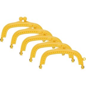 uxcell 5 Pcs Plastic Purse Frame, 8.5cm/3.3" Retro Arch Kiss Lock Clasp Frame Embossed for Purse Making, Handled Bag, Coin Bag Clutch Bag, Frame Hardware Replacements (Yellow)