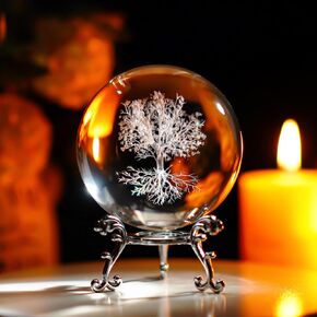 H&D HYALINE & DORA 60mm(2.3inch) Moon Crystal Ball Paperweight 3D Laser Engraved Quartz Glass Ball with Stand Sphere Table Decor Crafts in Kuwait