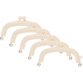 uxcell 5 PCS Plastic Presh Fresh ، 8.5cm/3.3 "Retro Arch Kiss Lock Clasp Frame مقسّم لصنع المحفظة ، حقيبة معالجة ، حقيبة مخلب أكياس معدنية ، استبدال أجهزة الإطار (أبيض)