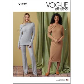 Vogue تفتقد إلى أعلى ، فستان وسروال خياطة طقم ، رمز التصميم V1929 ، الأحجام 18-20-22-24-26