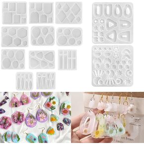 Resinworld Multi Piece Earns Mould Silicone Mould + أقراط بأقراط مع أصناف من الأشكال والأحجام