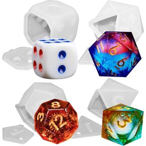 Large Dice Resin Molds, 4 Styles Silicone Dice Mold for Epoxy Resin Casting, Triangle Hexagonal D20 D12 D8 D6 Dice Game Mold with Number, Large Dice Candle Mold for Art Craft Home Decor