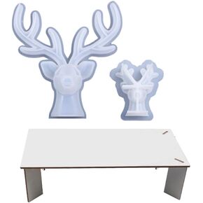 2pcs deer head head mold christmas deer antlers antlers silicone molds 3d deer epoxy casting mould for wall hound mount decor diy diy mewelry art make set diy crafts party decoration