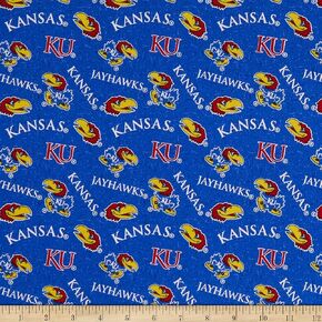 NCAA Kansas Tone On Tone Cotton Multi, Fabric by The Yard