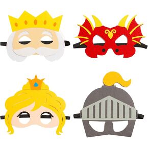 Dragon & Knight Story Felt Scks - 4pcs Fairy Tale Costume Kit for Kids ، ولعب الأدوار الصغيرة ، وقصص وقت النوم ، والتعلم ، وفضل الحفلات