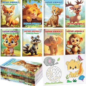 Treasure Cove Jungle Safari Mini Colling Books for Kids Zoo Animals Party Favors Wild Drawing Activity Supplies 24pcs