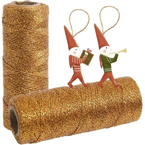 Silver String Silver Twine 328 Feet 1.5mm Silver String for Ornaments Christmas String Twine for Gift Wrapping Inelastic Glitter Silver Cording for Crafts Gold Thread Wedding DIY Decoration