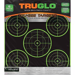 TRUGLO Tru-See 5-Bull 12X12 Bright Fluorescent Self-Adhesive High-Visible Reactive Splatter Targets