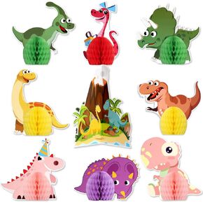 Dinosaur موضوع قرص العسل المركزية ، KSKSPE 9pcs طاولة حفلات الديناصورات مركزية ديكور عيد ميلاد الديناصورات