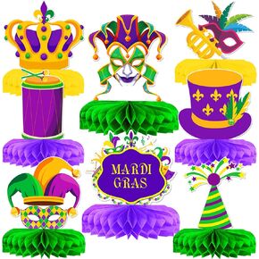 Mardi Gras Party Decorations 8pcs Mardi Gras Concerpiece Honeycomb Table Decorations Mardi Gras Decorations Mardi Gras Decor