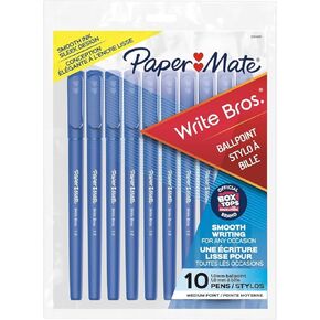 Paper Mate 9313499 Blue Medium Tip Write Brothers Stick Ballpoint Pens 10 Count