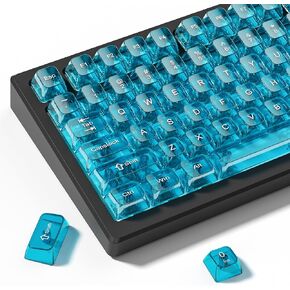 Dagaladoo Blue Clear Keycaps ، لوحة مفاتيح مفاتيح شفافة 75 في المائة ، وتألق الكمبيوتر الشخصي من خلال keycaps jelly ، ملف تعريف mda للوحة مفاتيح ألعاب الكرز gateron mx (115key ، فقط مفاتيح)
