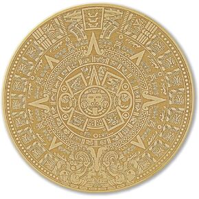 Decor Wood Aztec التقويم جدار ديكور 16 بوصة جدار ذهبي معلق المكسيك Aztec التقويم المايا التقويم المكسيكي Sun Azteca التقويم ليزر محفور في الولايات المتحدة الأمريكية (16 بوصة)