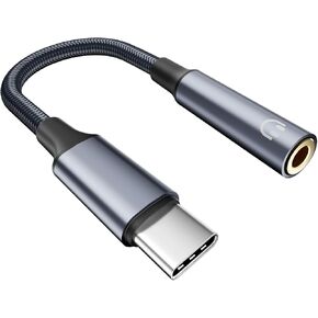 USB C to 3.5mm Headphone Jack Adapter, [HiFi-Audio] 2 Pack Aux Audio Dongle Adapter for iPhone 16/15, Type C to 3.5mm Headphone Stereo Cord Compatible with Samsung S24 S23 S22, Pixel, Universal Fit