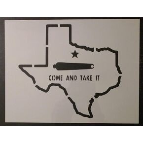 State of Texas Come Take It Cannon 11 "x 8.5" فنون الاستنسل المخصصة والرسومات الحرف اليدوية على الحائط الزجاجي الخشبي