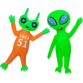 2 Packs Alien Inflatable Costume Halloween Inflatable ET Blow-up Costume Outfit for Adult/Halloween/Canival/Birthday