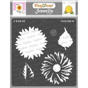 Craftreat القابلة لإعادة الاستخدام الطبقات ذات الطبقات الشمسية للطلاء للطلاء على الخشب ، القماش ، الورق ، النسيج ، الأرضية ، الجدار والبلاط - استنسل عباد الشمس - 6 × 6 بوصات - فنون ورسائل حرفية DIY لطلاء الزهور