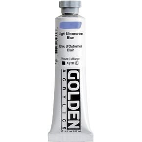 Heavy Body Acrylics by GOLDEN, Light Ultramarine Blue, 2 fl. oz. Tube, Professional Acrylic Paint, Opaque