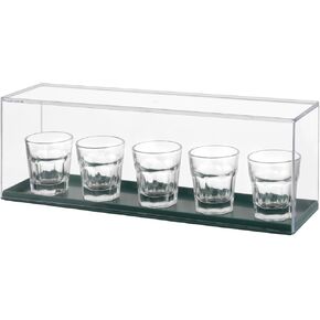 Shot Glass Display Case, Action Figure Display Stand Cabinet with Plastic Cap, Collectibles Display Shelves Rack for Figures, Shot Glasses, Collection, Stackable Showcase Dustproof Storage Box (White)