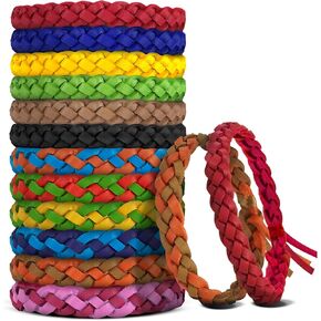 11 Pack Mosquito Repellent Bracelets, DEET-Free, Individually Wrapped PU Leather Insect & Bug Repellent Wrist Bands for Kids & Adults