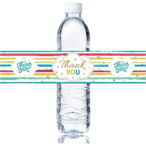 Maicaiffe Thank You Water Bottle Stickers, Thanks Theme Father's Day and Mother's Day Water Bottle Labels, Thank You Staff Teachers Doctors Party Stickers Decoration Supplies 32 Stickers
