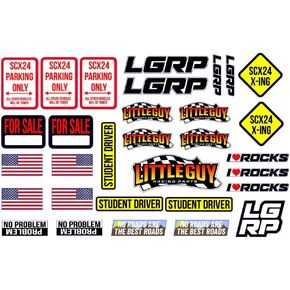 Little Guy Racing Parts LGRP SCX24 1/24 SCALE OG Sticker ورقة ، 3 "" X 5.75 "(حزمة 1)
