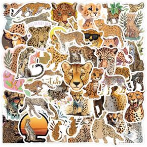 Cute Cheetah Stickers for Kids, 60pcs Waterproof Animal Stickers for Water Bottle, Vinyl Animal Decals for Laptop Scrapbook Journal Party Favors (Cheetah)