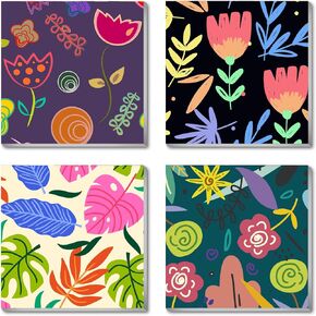 Arpilul 4 Pack Floral Paint by Numbers Kit للبالغين مؤطرًا ، طلاءًا سهلاً للبالغين بأرقام أرقام على القماش 8x8 بوصة ، لوحة زيت أكريليك مثالية للهدايا العطلة للفن المنزلي (Z-YH36)